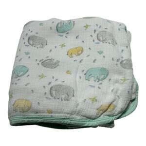 Aden & Anais Ellie Elephant Bird Baby Blanket Yellow Gray Green Blue Layered
